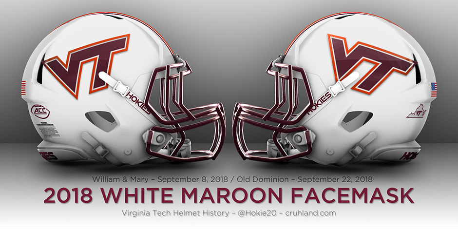 2017 Virginia Tech Hokies Solid White Custom Riddell Mini Helmet vs Miami